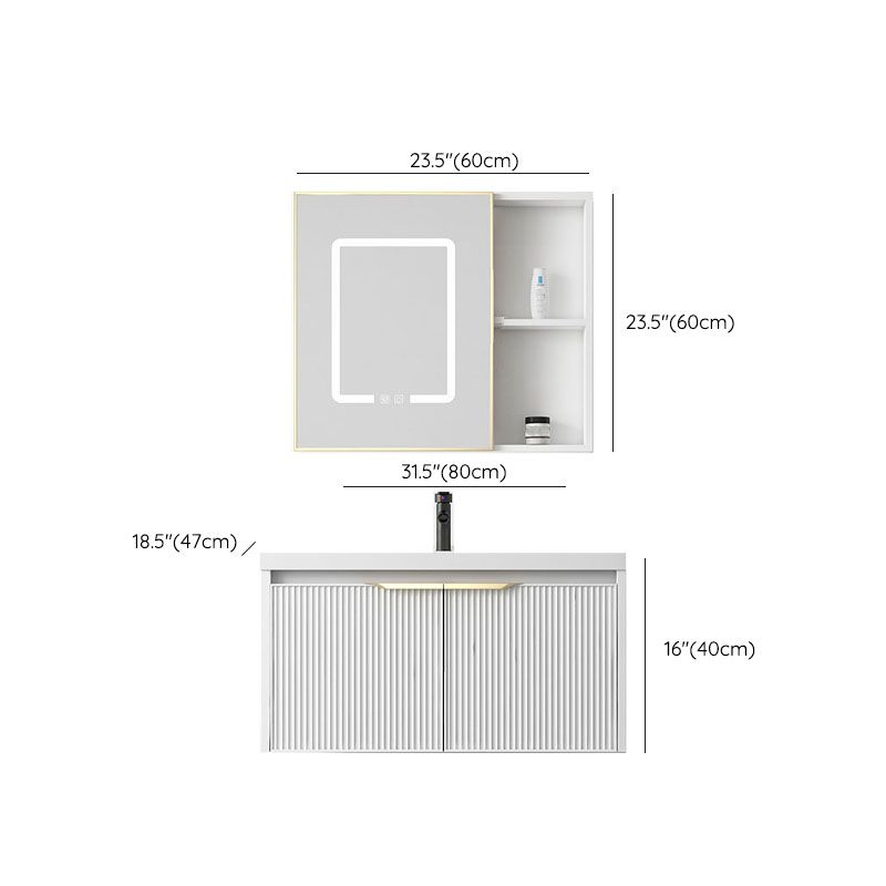 Rectangular White Vanity Single Sink Wall Mount 2 Doors Faucet Metal Frame Mirror Vanity Clearhalo 'Bathroom Remodel & Bathroom Fixtures' 'Bathroom Vanities' 'bathroom_vanities' 'Home Improvement' 'home_improvement' 'home_improvement_bathroom_vanities' 1200x1200_17110f8b-2846-4cc2-8185-b762d3c61b2f