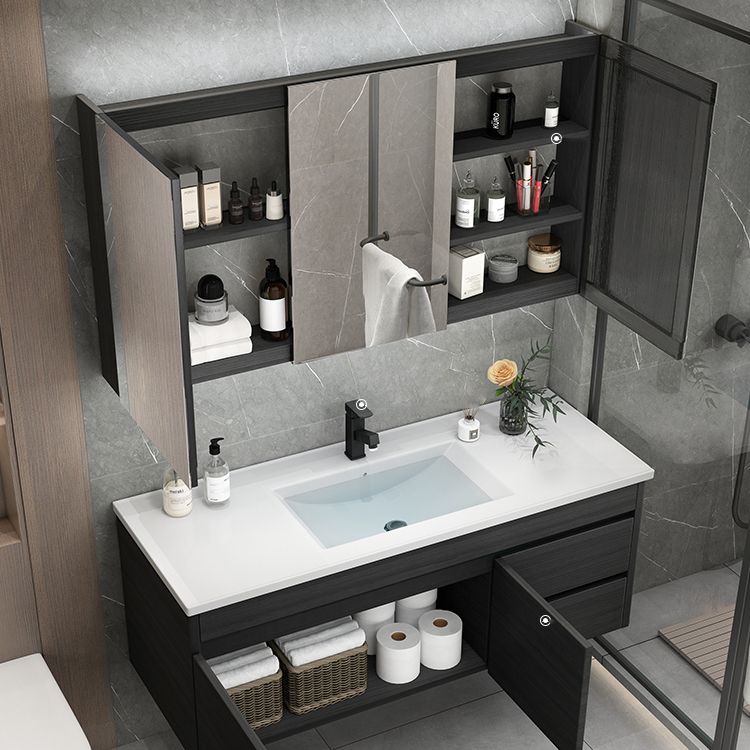 Rectangular Bathroom Vanity Single-Sink Modern Ceramic Wall Mount Vanity Set Clearhalo 'Bathroom Remodel & Bathroom Fixtures' 'Bathroom Vanities' 'bathroom_vanities' 'Home Improvement' 'home_improvement' 'home_improvement_bathroom_vanities' 1200x1200_171de18e-8a8b-443c-9686-e43ae937cfd5