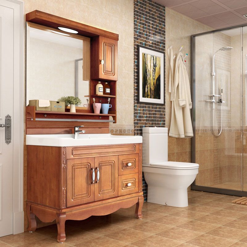 Traditional Freestanding Bathroom Vanity Set Wood Sink Vanity with Mirror Clearhalo 'Bathroom Remodel & Bathroom Fixtures' 'Bathroom Vanities' 'bathroom_vanities' 'Home Improvement' 'home_improvement' 'home_improvement_bathroom_vanities' 1200x1200_1732cbf0-1fc9-4ee1-b103-26909ad97702