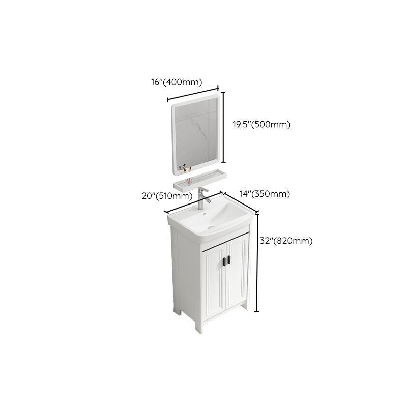 Modern Rectangular Bath Vanity White Ceramic Single Freestanding Sink Vanity Clearhalo 'Bathroom Remodel & Bathroom Fixtures' 'Bathroom Vanities' 'bathroom_vanities' 'Home Improvement' 'home_improvement' 'home_improvement_bathroom_vanities' 1200x1200_1748efbe-6764-4594-8fb3-ff64f2e48be1