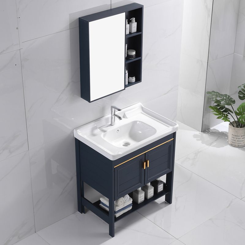 Glam Blue Sink Vanity Metal Frame Single Rectangular Bath Vanity Clearhalo 'Bathroom Remodel & Bathroom Fixtures' 'Bathroom Vanities' 'bathroom_vanities' 'Home Improvement' 'home_improvement' 'home_improvement_bathroom_vanities' 1200x1200_174e636d-c870-4f03-8dcc-1d07cb75ca31