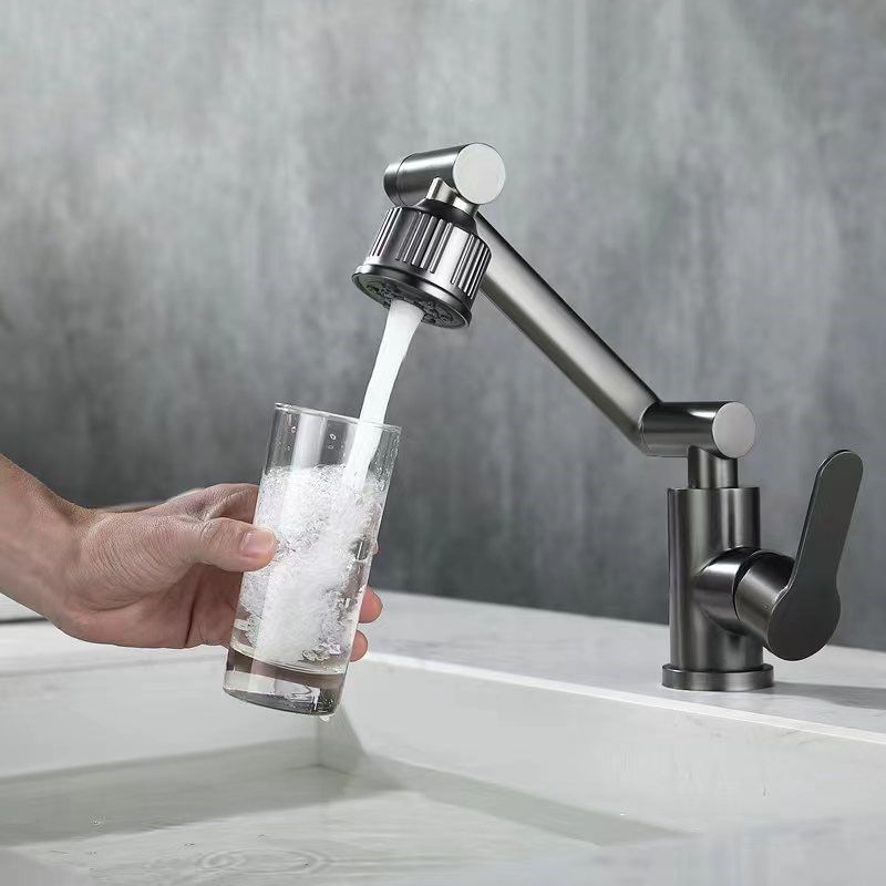 Modern Vessel Sink Faucet Stainless Steel Lever Handle Low Arc Vessel Faucet Clearhalo 'Bathroom Remodel & Bathroom Fixtures' 'Bathroom Sink Faucets' 'Bathroom Sinks & Faucet Components' 'bathroom_sink_faucets' 'Home Improvement' 'home_improvement' 'home_improvement_bathroom_sink_faucets' 1200x1200_1754381b-70f8-4359-807c-34d3a076ff48