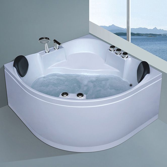 Bathroom Small Tub Modern Acrylic Corner Soaking Bathtub with Drain Clearhalo 'Bathroom Remodel & Bathroom Fixtures' 'Bathtubs' 'Home Improvement' 'home_improvement' 'home_improvement_bathtubs' 'Showers & Bathtubs' 1200x1200_17754d6a-74ab-49f8-a3dd-847a79c9ef49