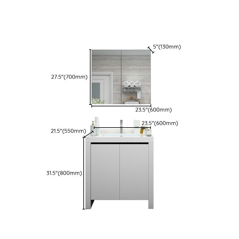 Modern White Wood Sink Vanity Faucet Included with Mirror for Bathroom Clearhalo 'Bathroom Remodel & Bathroom Fixtures' 'Bathroom Vanities' 'bathroom_vanities' 'Home Improvement' 'home_improvement' 'home_improvement_bathroom_vanities' 1200x1200_17c94508-f7fb-400e-8d01-515e474eb2ed