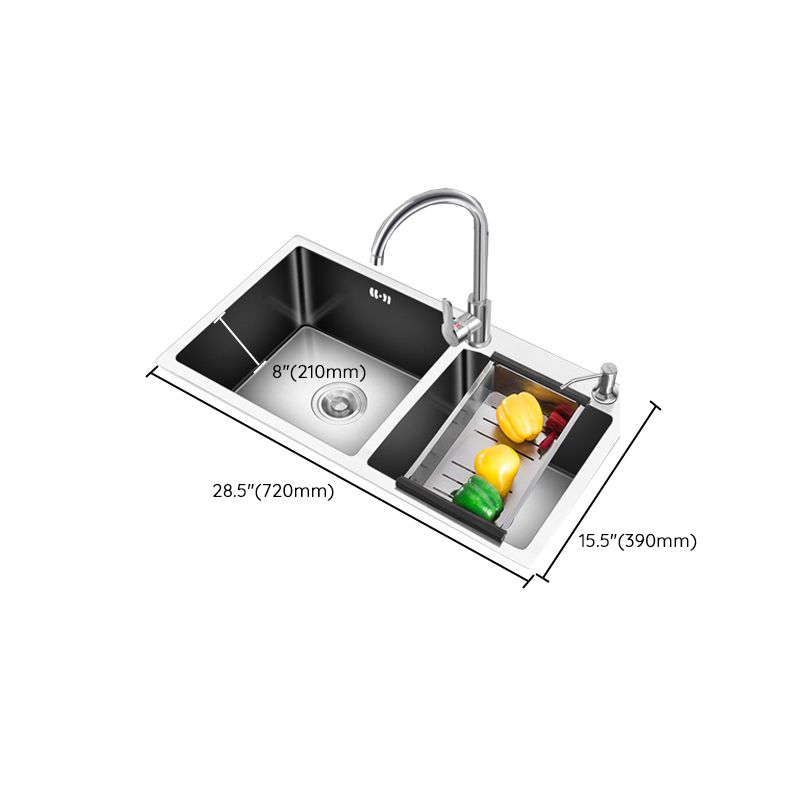 Modern Style Kitchen Sink Drop-In Kitchen Double Sink with Soundproofing Clearhalo 'Home Improvement' 'home_improvement' 'home_improvement_kitchen_sinks' 'Kitchen Remodel & Kitchen Fixtures' 'Kitchen Sinks & Faucet Components' 'Kitchen Sinks' 'kitchen_sinks' 1200x1200_17dac809-2afb-42a9-8286-366cb71dc25d