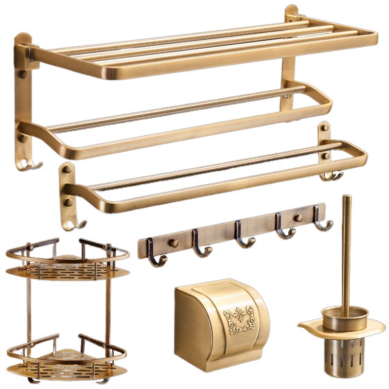 Vintage Bronze Bathroom Accessory Set Brushed Brass Towel Bar/Paper Holder/Bath Shelf Clearhalo 'Bathroom Hardware Sets' 'Bathroom Hardware' 'Bathroom Remodel & Bathroom Fixtures' 'bathroom_hardware_sets' 'Home Improvement' 'home_improvement' 'home_improvement_bathroom_hardware_sets' 1200x1200_17e9ac79-158c-41b4-9702-adae1bc641ed