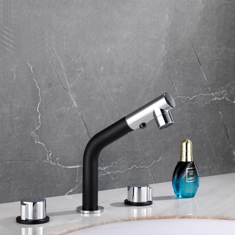 Pull-out Widespread Sink Faucet 2-Handle Vessel Sink Faucet with Angle Valve and Drain Clearhalo 'bathroom_sink_faucets' 'Conjunta de Baño y Conjunta de Grifo' 'Coronamiento de Baño y Dispositivo de Baño' 'Grifo del lavabo del baño' 'Hogar' 'home_improvement' 'home_improvement_bathroom_sink_faucets' 'Mejoras para el hogar' 1200x1200_18421906-6f44-4bd9-baa6-0e1aa3b60d6b