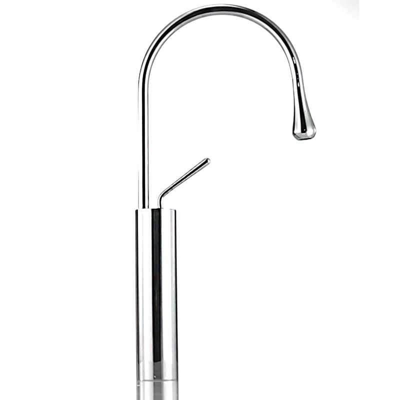 Gooseneck Lever Handles Sink Faucet Modern Circular Brass Bathroom Sink Faucet Clearhalo 'bathroom_sink_faucets' 'Conjuntos de Torneiras de Lavatório e Banheiro' 'home_improvement' 'home_improvement_bathroom_sink_faucets' 'Mobiliário Doméstico' 'Página inicial' 'Renovação e equipamento de casa de banho' 'Torneira para lavatório de banheiro' 1200x1200_185f4393-7256-4ef1-8541-416fcce277d1