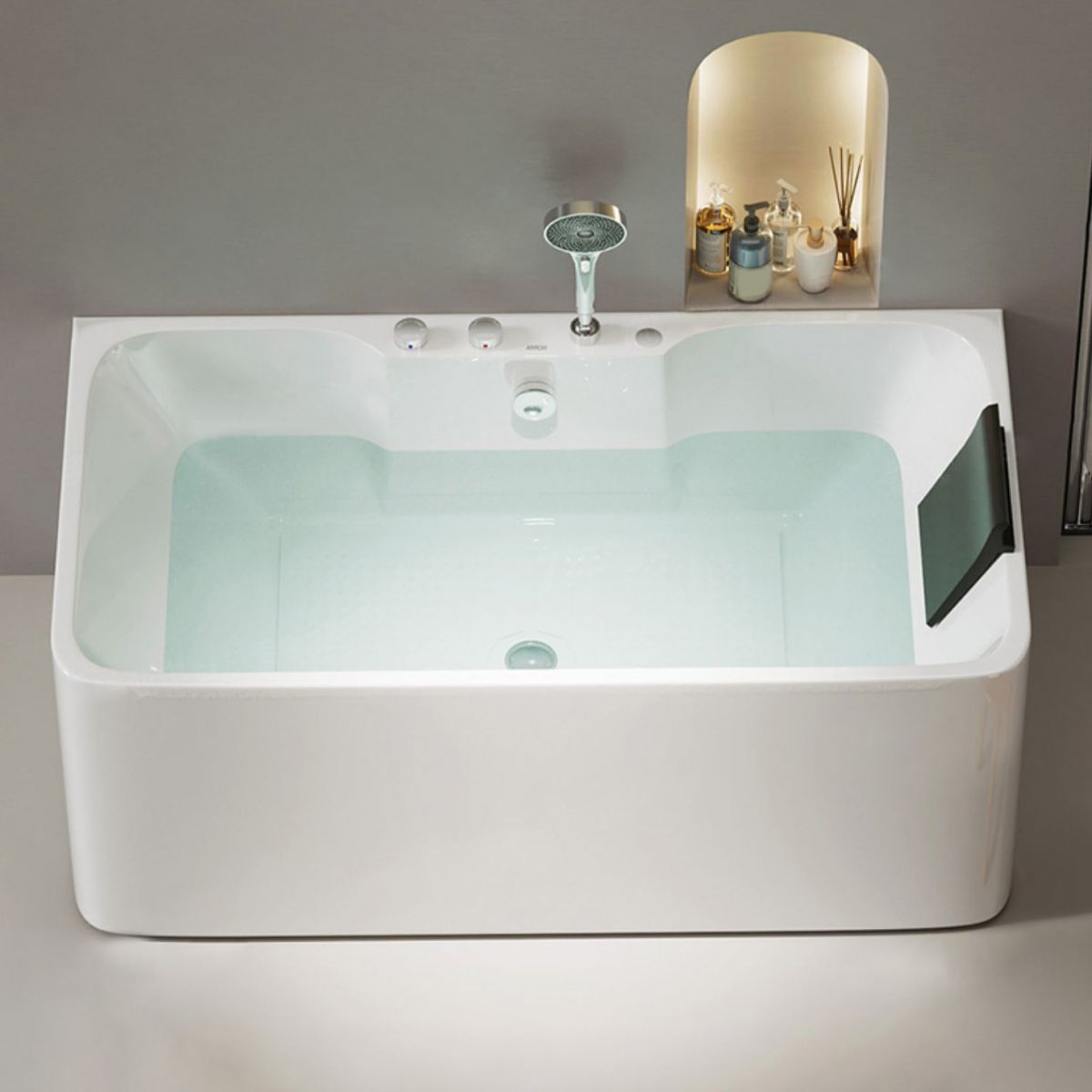 White Rectangular Bath Freestanding Acrylic Back to Wall Bathtub Clearhalo 'Bathroom Remodel & Bathroom Fixtures' 'Bathtubs' 'Home Improvement' 'home_improvement' 'home_improvement_bathtubs' 'Showers & Bathtubs' 1200x1200_18648dcf-ca4b-4907-81dd-5baadee9c303