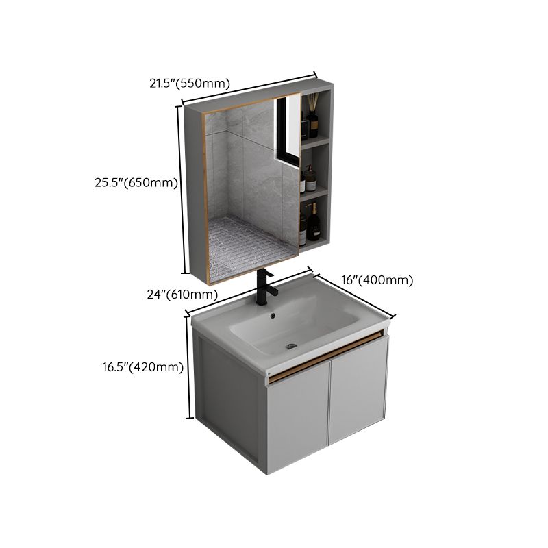 Wall Mount Bathroom Vanity Modern Gray Single-Sink Metal Frame Vanity Set Clearhalo 'Bathroom Remodel & Bathroom Fixtures' 'Bathroom Vanities' 'bathroom_vanities' 'Home Improvement' 'home_improvement' 'home_improvement_bathroom_vanities' 1200x1200_18876fd0-c752-4e60-90e0-aa396da08710