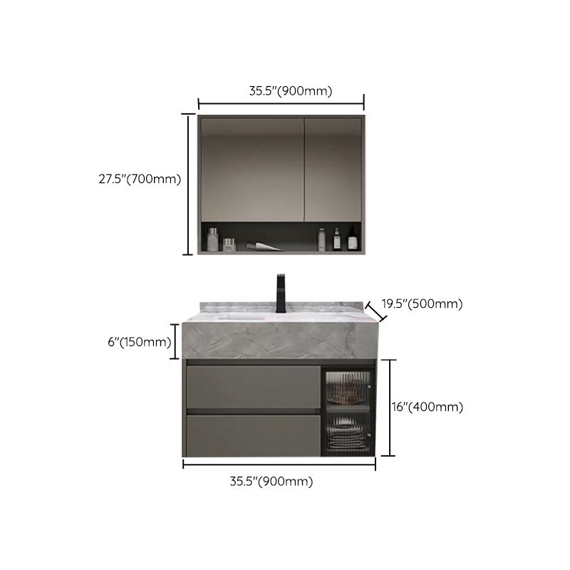 Modern Wall Mount Bath Vanity Gray Tone Vanity Cabinet with Mirror Cabinet Clearhalo 'Bathroom Remodel & Bathroom Fixtures' 'Bathroom Vanities' 'bathroom_vanities' 'Home Improvement' 'home_improvement' 'home_improvement_bathroom_vanities' 1200x1200_18d166ff-893c-4c73-b7b5-648c618307bf