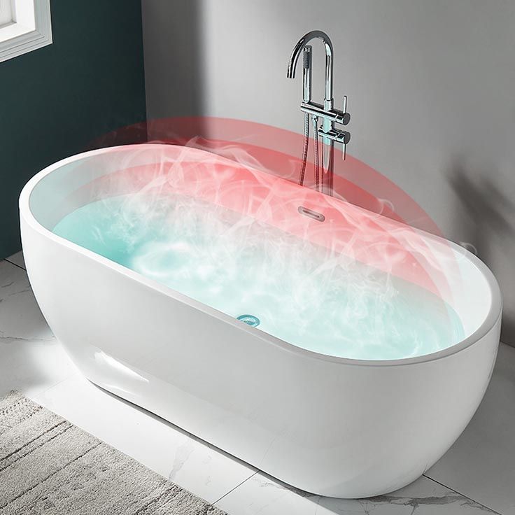 Modern White Acrylic Bath Tub Oval Freestanding Bathtub for Home Clearhalo 'Bathroom Remodel & Bathroom Fixtures' 'Bathtubs' 'Home Improvement' 'home_improvement' 'home_improvement_bathtubs' 'Showers & Bathtubs' 1200x1200_18d624eb-3f6b-4b5a-b3f0-7fb8d4c14b11