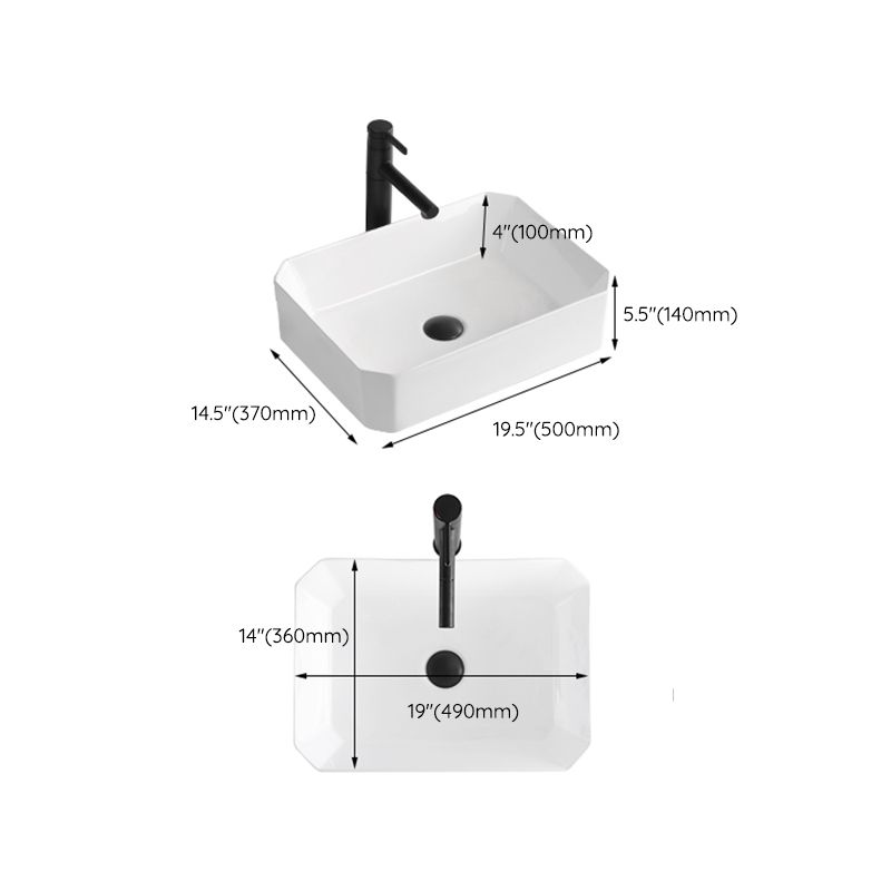 Contemporary Bathroom Sink Porcelain Solid Color Rectangular Vessel Bathroom Sink Clearhalo 'Bathroom Remodel & Bathroom Fixtures' 'Bathroom Sinks & Faucet Components' 'Bathroom Sinks' 'bathroom_sink' 'Home Improvement' 'home_improvement' 'home_improvement_bathroom_sink' 1200x1200_18e69afb-fec7-49e3-8c62-6463c451c5bc