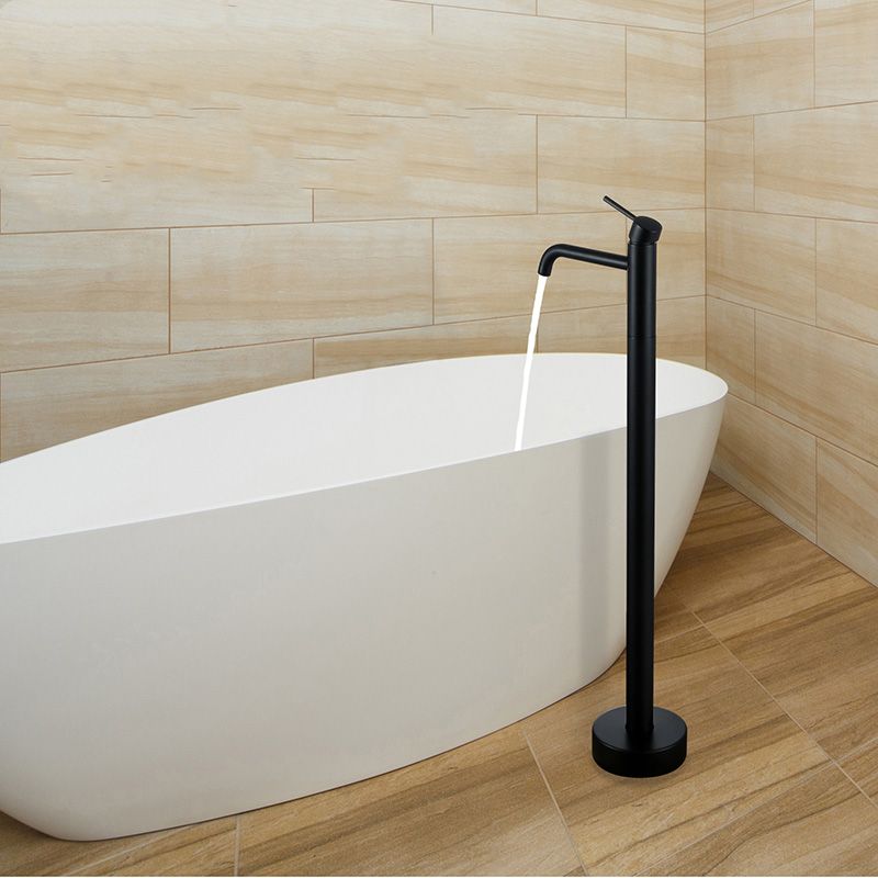 Modern Floor Mounted Freestanding Tub Filler Freestanding Copper High Arc Tub Filler Trim Clearhalo 'Bathroom Remodel & Bathroom Fixtures' 'Bathtub Faucets' 'bathtub_faucets' 'Home Improvement' 'home_improvement' 'home_improvement_bathtub_faucets' 1200x1200_1917bf43-465d-46a8-8b9e-7c55005acd26