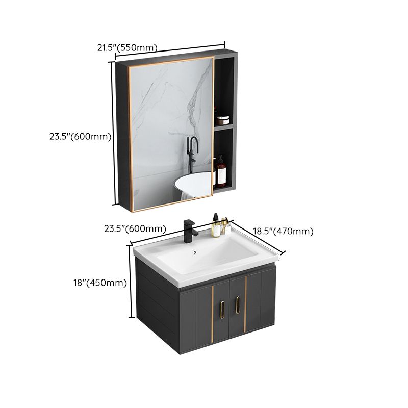 Modern Single Sink Vanity Black Ceramic Bath Vanity with Soft Close Door Clearhalo 'Bathroom Remodel & Bathroom Fixtures' 'Bathroom Vanities' 'bathroom_vanities' 'Home Improvement' 'home_improvement' 'home_improvement_bathroom_vanities' 1200x1200_19202154-f7b3-4a82-84d7-83956f8ef2d6