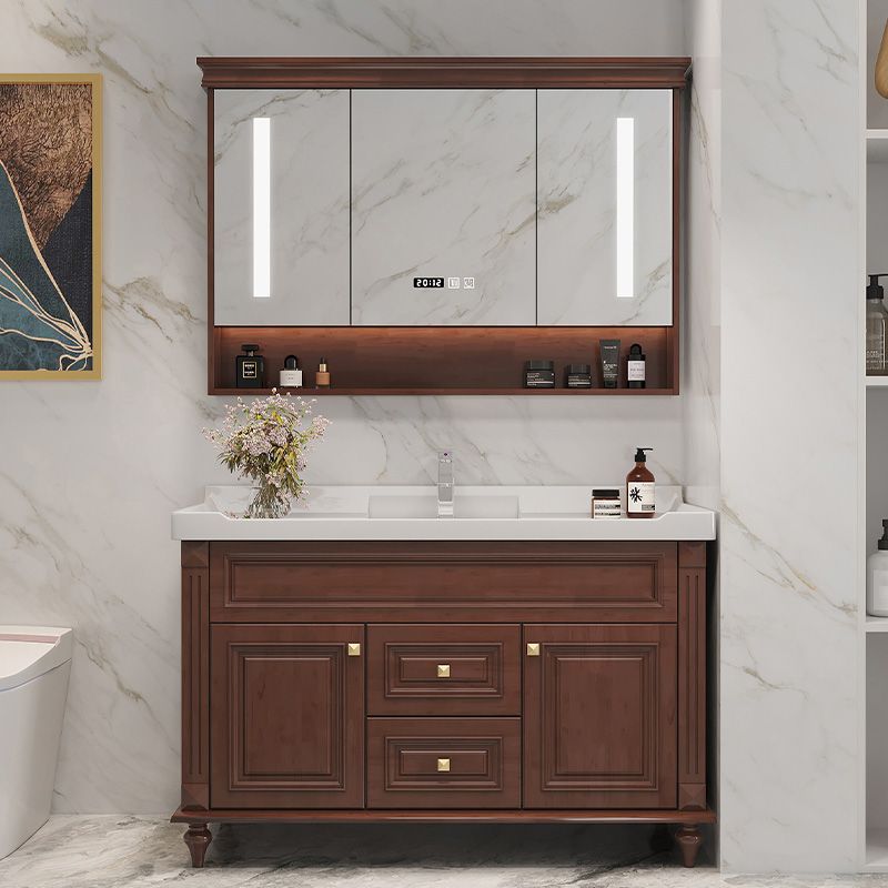 Single Sink Modern Freestanding Bathroom Sink Vanity with Mirror Clearhalo 'Bathroom Remodel & Bathroom Fixtures' 'Bathroom Vanities' 'bathroom_vanities' 'Home Improvement' 'home_improvement' 'home_improvement_bathroom_vanities' 1200x1200_1927d65e-9110-4598-9beb-8697dd0245ce