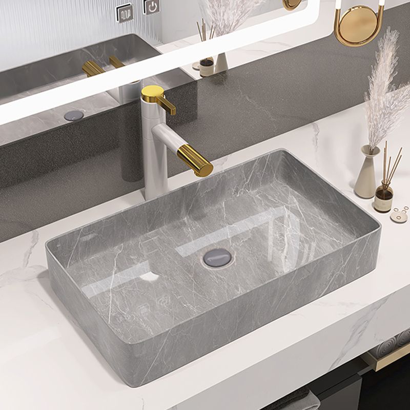 Modern Bathroom Sink Porcelain Rectangular Vessel Sink with Pop-Up Drain Clearhalo 'Bathroom Remodel & Bathroom Fixtures' 'Bathroom Sinks & Faucet Components' 'Bathroom Sinks' 'bathroom_sink' 'Home Improvement' 'home_improvement' 'home_improvement_bathroom_sink' 1200x1200_192d9be7-120d-45b1-984b-a6c3ff23b4c6