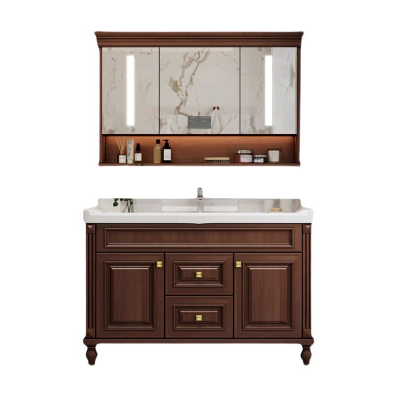 Bathroom Vanity Set Mirror Storage Shelf Ceramic Sink 2 Doors Sink Vanity with Faucet Clearhalo 'Bathroom Remodel & Bathroom Fixtures' 'Bathroom Vanities' 'bathroom_vanities' 'Home Improvement' 'home_improvement' 'home_improvement_bathroom_vanities' 1200x1200_1948c4cd-6cc8-48fa-b075-faccfb177dbb