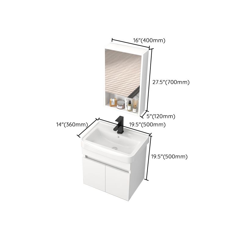 Modern Wall Mount Bathroom Vanity White Ceramic Single-Sink Rectangular Vanity Set Clearhalo 'Bathroom Remodel & Bathroom Fixtures' 'Bathroom Vanities' 'bathroom_vanities' 'Home Improvement' 'home_improvement' 'home_improvement_bathroom_vanities' 1200x1200_1980dc86-1059-48ad-aab4-4565b6f84d96