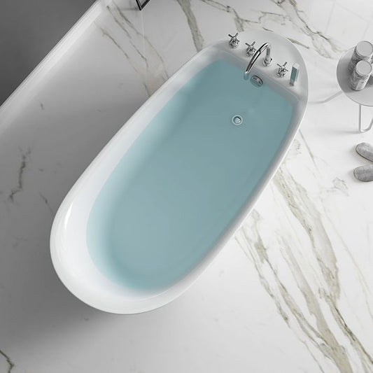 Freestanding Oval Bath Tub Modern Acrylic-Fiberglass Soaking Bathtub Clearhalo 'Bathroom Remodel & Bathroom Fixtures' 'Bathtubs' 'Home Improvement' 'home_improvement' 'home_improvement_bathtubs' 'Showers & Bathtubs' 1200x1200_1993d2b8-f6d6-495c-8243-99c7d3017c38