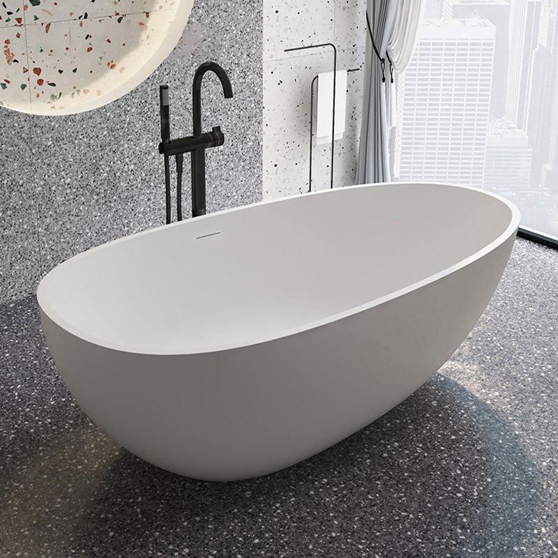 Modern Ellipse Stone Bathtub Freestand Soaking Bathtub with Drain Bath Tub Clearhalo 'Bathroom Remodel & Bathroom Fixtures' 'Bathtubs' 'Home Improvement' 'home_improvement' 'home_improvement_bathtubs' 'Showers & Bathtubs' 1200x1200_1993e8f3-45bb-4d7d-9e6a-5175115c6c2b