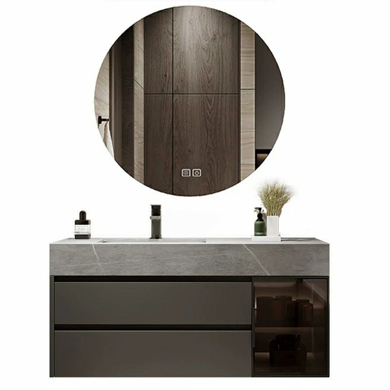 Wall Mount Modern Bathroom Sink Vanity with Mirror Sink Faucet Clearhalo 'Bathroom Remodel & Bathroom Fixtures' 'Bathroom Vanities' 'bathroom_vanities' 'Home Improvement' 'home_improvement' 'home_improvement_bathroom_vanities' 1200x1200_19b04fd6-444b-4e11-9910-e4e05158cbca