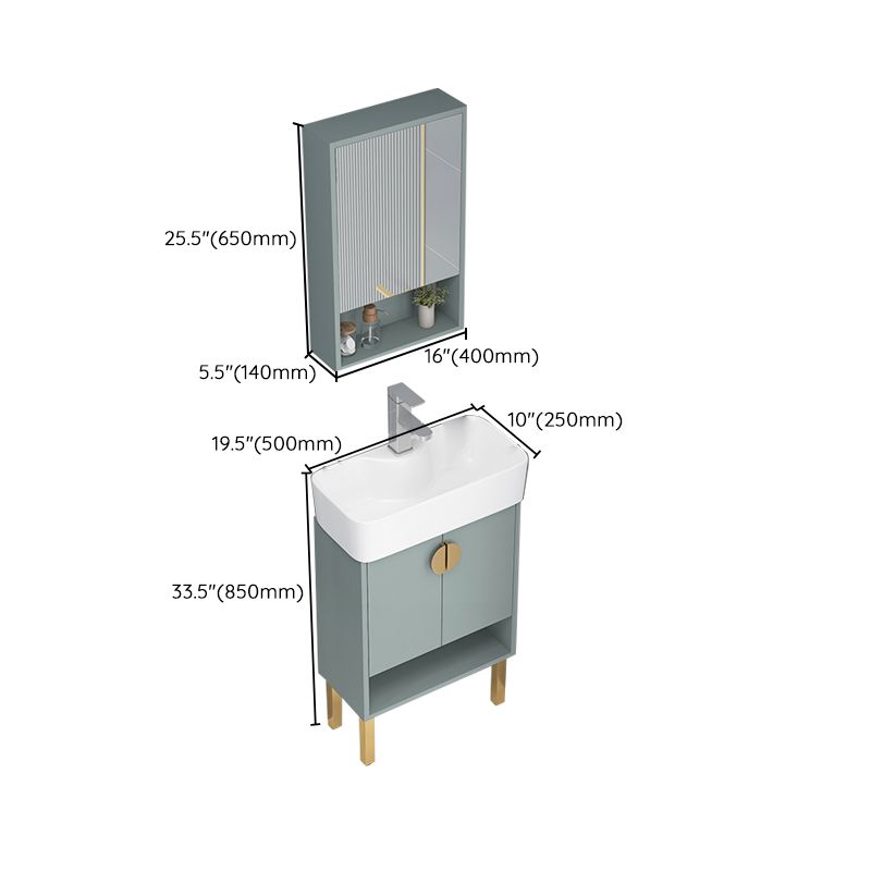 Rectangular Glam Sink Vanity Green Ceramic Single-Sink Freestanding Vanity Set Clearhalo 'Bathroom Remodel & Bathroom Fixtures' 'Bathroom Vanities' 'bathroom_vanities' 'Home Improvement' 'home_improvement' 'home_improvement_bathroom_vanities' 1200x1200_19b18096-84ed-4415-a73f-7cc9a27384ce