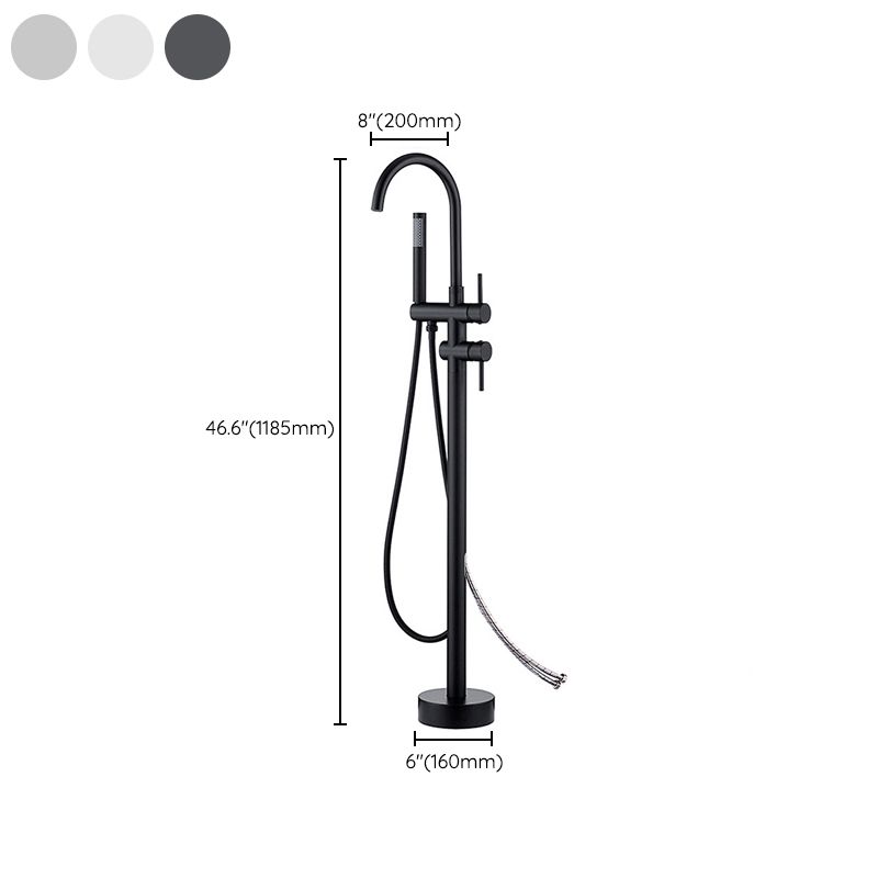 Freestanding Bathtub Faucet Floor Mounted One Lever Handle with Hose Clearhalo 'Bathroom Remodel & Bathroom Fixtures' 'Bathtub Faucets' 'bathtub_faucets' 'Home Improvement' 'home_improvement' 'home_improvement_bathtub_faucets' 1200x1200_19b20108-0b6e-4e1d-bd71-f7f7f0546f3c