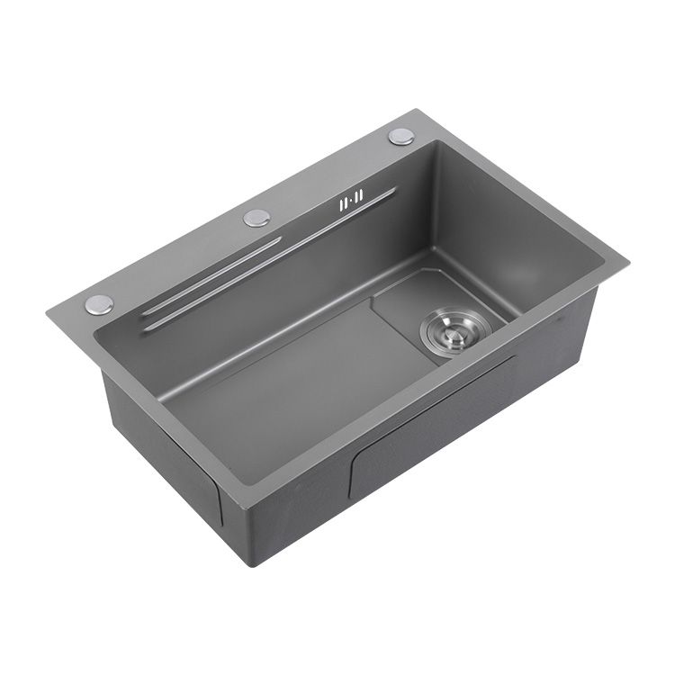 Grey Kitchen Sink Cutting Board Single Bowl Stainless Steel Top-Mount Kitchen Sink Clearhalo 'Home Improvement' 'home_improvement' 'home_improvement_kitchen_sinks' 'Kitchen Remodel & Kitchen Fixtures' 'Kitchen Sinks & Faucet Components' 'Kitchen Sinks' 'kitchen_sinks' 1200x1200_19b41c68-5e35-453c-9760-97492f0fdd80