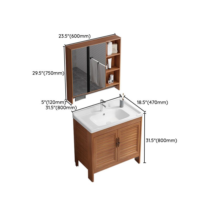 Rectangle Vanity Set Metal Frame Mirror Freestanding 2 Doors Single Sink Bath Vanity Clearhalo 'Bathroom Remodel & Bathroom Fixtures' 'Bathroom Vanities' 'bathroom_vanities' 'Home Improvement' 'home_improvement' 'home_improvement_bathroom_vanities' 1200x1200_19c1918e-89f1-4094-b26f-5bd5138e4278