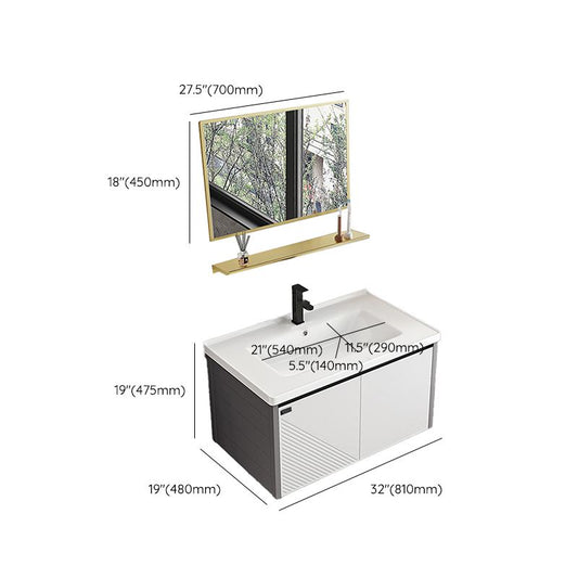 Modern Sink Vanity Set Wall Mounted Rectangular Sink Drawers Vanity Set Clearhalo 'Bathroom Remodel & Bathroom Fixtures' 'Bathroom Vanities' 'bathroom_vanities' 'Home Improvement' 'home_improvement' 'home_improvement_bathroom_vanities' 1200x1200_19d6d3e8-05f4-40d5-91a4-809c12301465