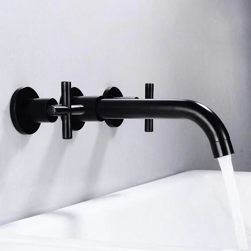 Modern 1 or 2-Handle Bathroom Sink Faucet Circular Wall Mounted Bathroom Faucet. Clearhalo 'Bathroom Remodel & Bathroom Fixtures' 'Bathroom Sink Faucets' 'Bathroom Sinks & Faucet Components' 'bathroom_sink_faucets' 'Home Improvement' 'home_improvement' 'home_improvement_bathroom_sink_faucets' 1200x1200_1a00aac4-43c0-47e1-aa28-38754dcd71a2