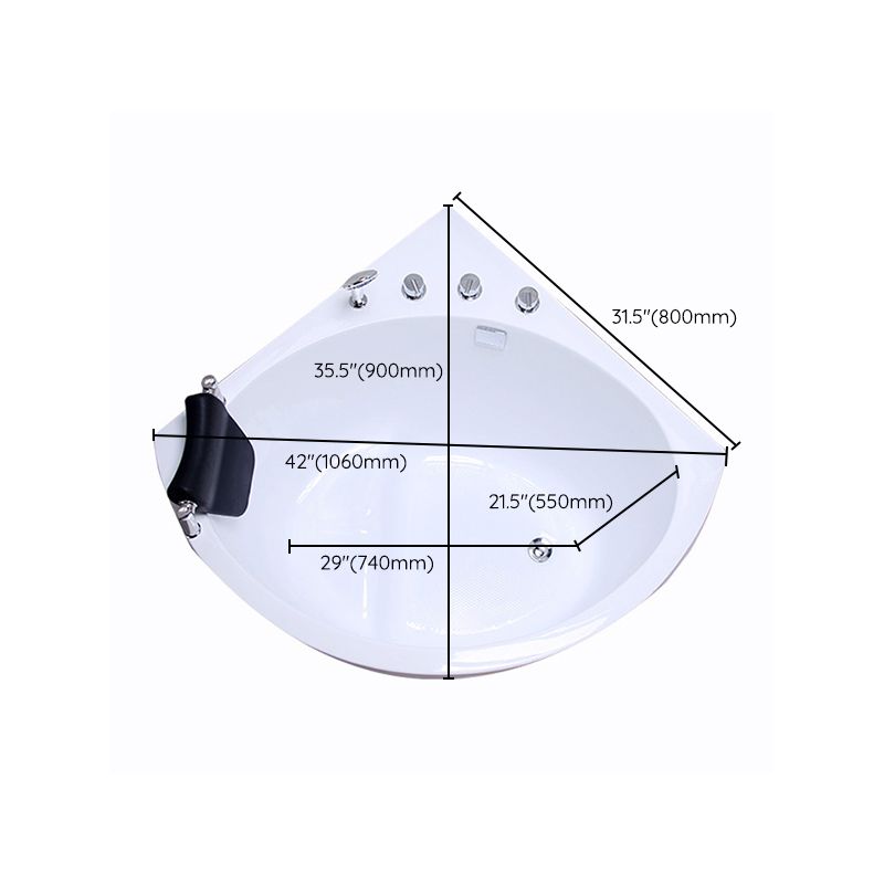 Modern 25.59-inch Tall Acrylic Tub Soak Corner White Bathtub Clearhalo 'Bathroom Remodel & Bathroom Fixtures' 'Bathtubs' 'Home Improvement' 'home_improvement' 'home_improvement_bathtubs' 'Showers & Bathtubs' 1200x1200_1a41c806-a6c3-466f-8c56-c2c3838932d5