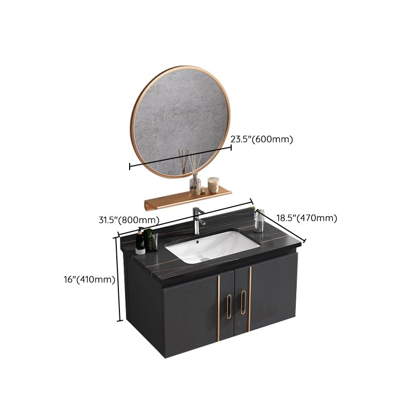 Single Glam Bathroom Vanity Dark Gray Rectangular Wall Mount Vanity Set Clearhalo 'Bathroom Remodel & Bathroom Fixtures' 'Bathroom Vanities' 'bathroom_vanities' 'Home Improvement' 'home_improvement' 'home_improvement_bathroom_vanities' 1200x1200_1a5ecf10-3416-4fb0-a836-12ae67e29177