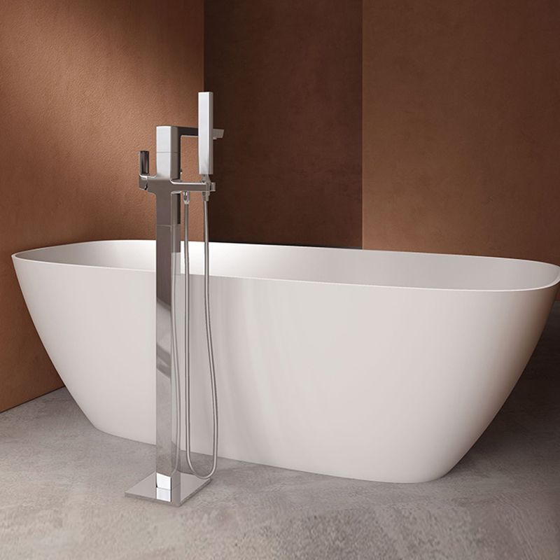 White Freestanding Soaking Bathtub Modern Rectangle Stone Bathtub Clearhalo 'Bathroom Remodel & Bathroom Fixtures' 'Bathtubs' 'Home Improvement' 'home_improvement' 'home_improvement_bathtubs' 'Showers & Bathtubs' 1200x1200_1a6d0be4-a17e-48de-8e7c-10b8903b13ae