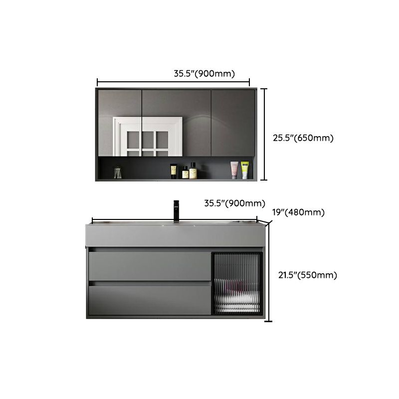 Contemporary Bathroom Vanity Wall-Mounted Single Sink with Soft Close Door Clearhalo 'Bathroom Remodel & Bathroom Fixtures' 'Bathroom Vanities' 'bathroom_vanities' 'Home Improvement' 'home_improvement' 'home_improvement_bathroom_vanities' 1200x1200_1a8f195c-e4c8-483a-9239-479d934bf3cd