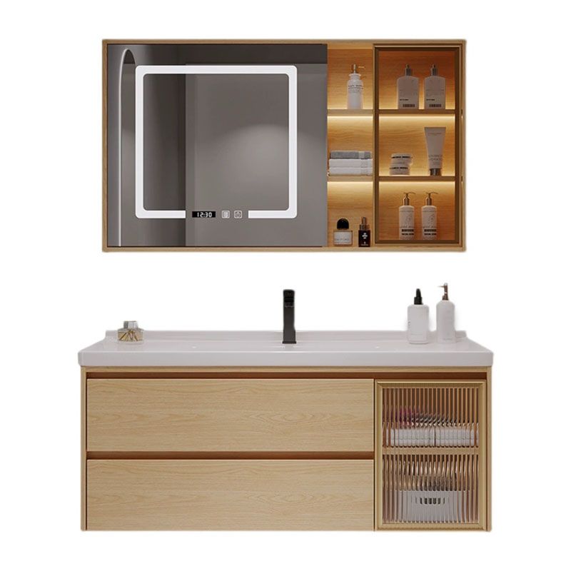 Wood Frame Bathroom Vanity Rectangular 2 Drawers Wall-Mounted Single Sink with Door Clearhalo 'Bathroom Remodel & Bathroom Fixtures' 'Bathroom Vanities' 'bathroom_vanities' 'Home Improvement' 'home_improvement' 'home_improvement_bathroom_vanities' 1200x1200_1aa147a4-3145-4286-978e-03186b272330