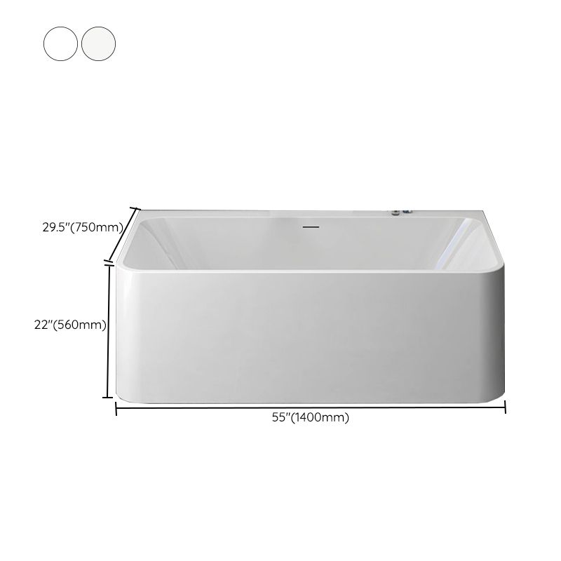 Modern Stone Rectangular Tub Soaking 22.05" Wide Bath with Overflow Trim Bath Clearhalo 'Bathroom Remodel & Bathroom Fixtures' 'Bathtubs' 'Home Improvement' 'home_improvement' 'home_improvement_bathtubs' 'Showers & Bathtubs' 1200x1200_1aa9c273-27d2-472f-9c13-e895ce26494d