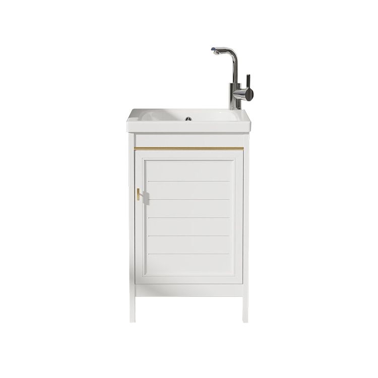 Glam Freestanding Vanity Single Sink Metal Frame Rectangular Faucet Vanity with Door Clearhalo 'Bathroom Remodel & Bathroom Fixtures' 'Bathroom Vanities' 'bathroom_vanities' 'Home Improvement' 'home_improvement' 'home_improvement_bathroom_vanities' 1200x1200_1ab94948-02d1-4c70-b81f-ef7b72457a84