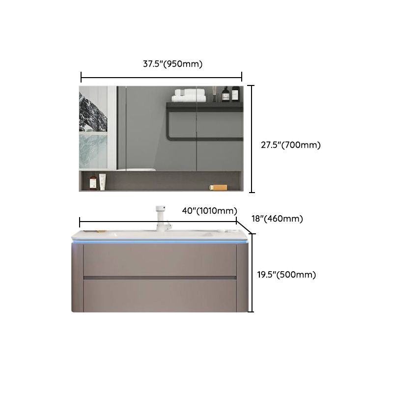 Modern Sink Vanity Ceramic Top Wall-Mounted with Soft Close Door Clearhalo 'Bathroom Remodel & Bathroom Fixtures' 'Bathroom Vanities' 'bathroom_vanities' 'Home Improvement' 'home_improvement' 'home_improvement_bathroom_vanities' 1200x1200_1ac09c63-a49d-4854-b1c4-dd074348b615