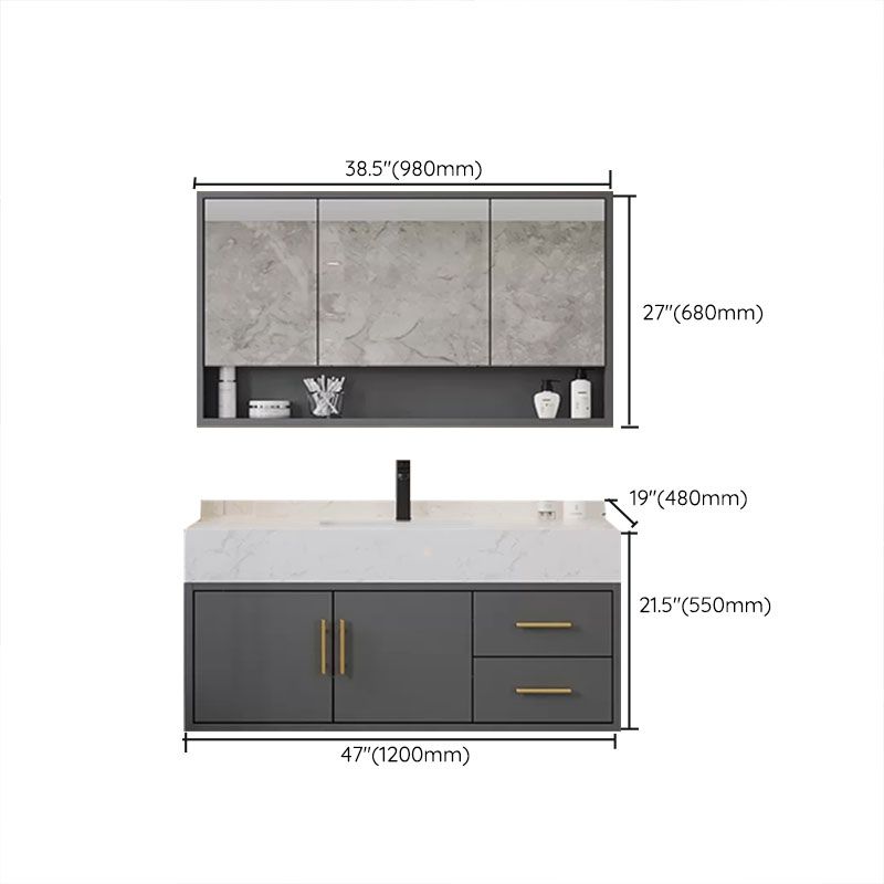 Grey Modern Wood Single-Sink Rectangular Open Console with Sink Set Clearhalo 'Bathroom Remodel & Bathroom Fixtures' 'Bathroom Vanities' 'bathroom_vanities' 'Home Improvement' 'home_improvement' 'home_improvement_bathroom_vanities' 1200x1200_1b007121-d240-4114-bc5c-09cf8bc5c4a0