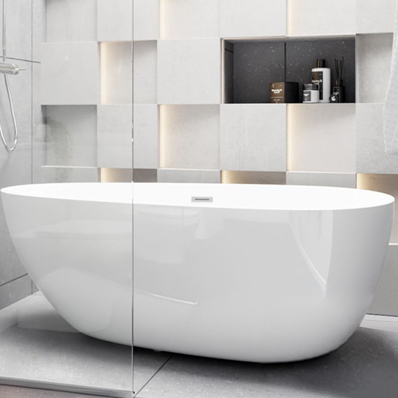 Modern Acrylic Oval Bath Tub for Home White Soaking Tub with Internal Drain Clearhalo 'Bathroom Remodel & Bathroom Fixtures' 'Bathtubs' 'Home Improvement' 'home_improvement' 'home_improvement_bathtubs' 'Showers & Bathtubs' 1200x1200_1b103fde-dd7f-4814-bb43-62136691601b