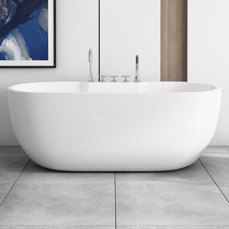 White Acrylic Oval Bathtub for Home Soaking Freestanding Tub with Drain Clearhalo 'Bathroom Remodel & Bathroom Fixtures' 'Bathtubs' 'Home Improvement' 'home_improvement' 'home_improvement_bathtubs' 'Showers & Bathtubs' 1200x1200_1b1a632d-9fca-42ef-b92b-4a1293b89ab3