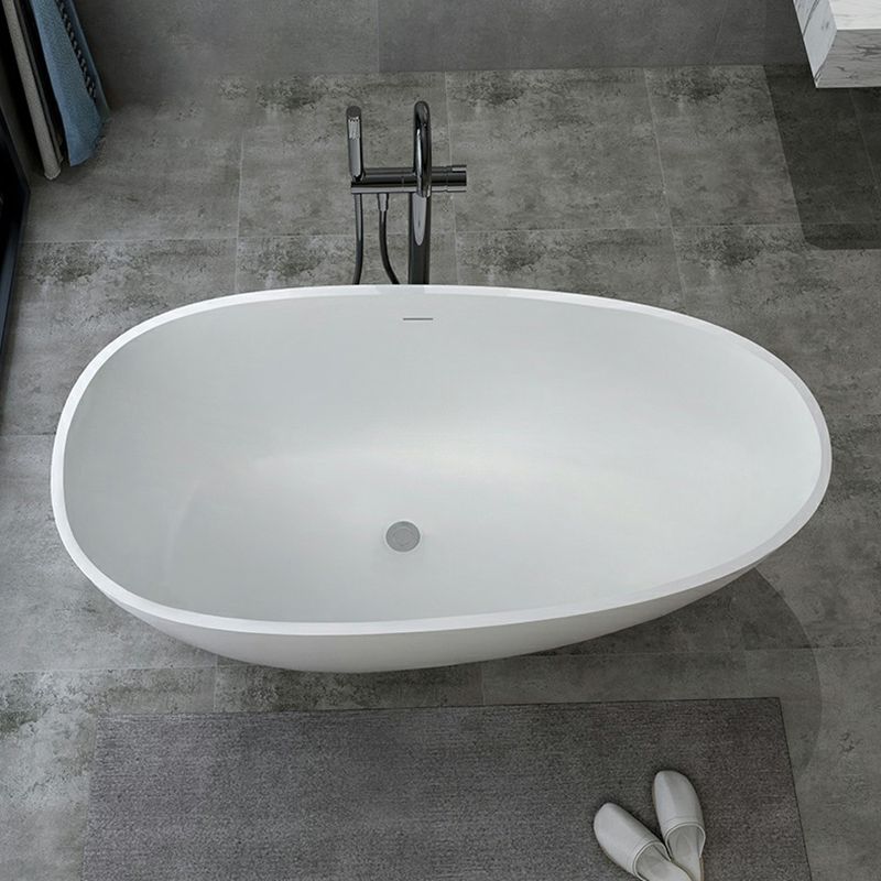 Modern Style Oval Freestanding Bathtub Stone Bathtub with Overflow Trim Clearhalo 'Bathroom Remodel & Bathroom Fixtures' 'Bathtubs' 'Home Improvement' 'home_improvement' 'home_improvement_bathtubs' 'Showers & Bathtubs' 1200x1200_1b42d0ce-1a67-4f8c-a115-549fca9c2541