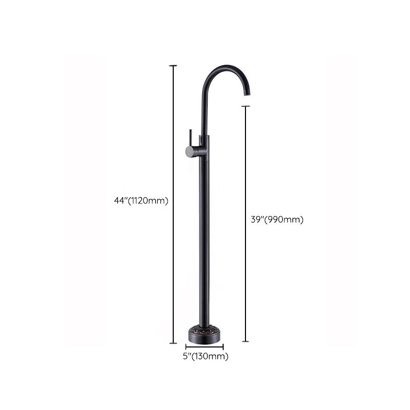 Modern Floor Mounted High Arc Freestanding Tub Filler Freestanding Copper Tub Filler Trim Clearhalo 'Bathroom Remodel & Bathroom Fixtures' 'Bathtub Faucets' 'bathtub_faucets' 'Home Improvement' 'home_improvement' 'home_improvement_bathtub_faucets' 1200x1200_1b53fb2c-8151-4e47-8c35-c944acc13b74