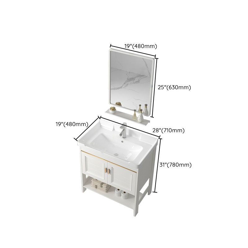 Modern Metal Freestanding Sink Vanity White with Sink Shelf for Bathroom Clearhalo 'Bathroom Remodel & Bathroom Fixtures' 'Bathroom Vanities' 'bathroom_vanities' 'Home Improvement' 'home_improvement' 'home_improvement_bathroom_vanities' 1200x1200_1b8171b5-ee5c-4b26-aefe-f38e5c4cda07