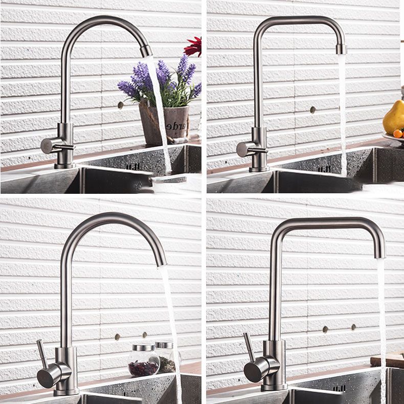 Modern Kitchen Sink Faucet Stainless Steel with Handles and Supply Lines Kitchen Faucet Clearhalo 'Home Improvement' 'home_improvement' 'home_improvement_kitchen_faucets' 'Kitchen Faucets' 'Kitchen Remodel & Kitchen Fixtures' 'Kitchen Sinks & Faucet Components' 'kitchen_faucets' 1200x1200_1b89e35a-9f71-4a59-9d1b-d804ff9c6db6