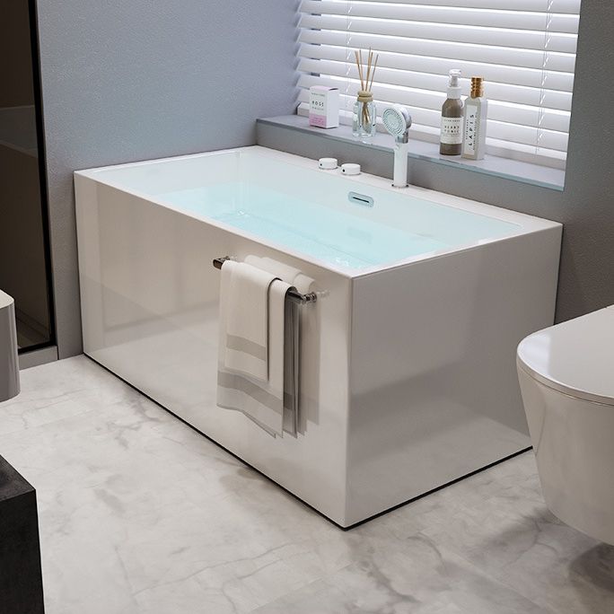 Acrylic Rectangular Back to Wall Bath Tub Freestanding Bathtub with Center Drain Clearhalo 'Bathroom Remodel & Bathroom Fixtures' 'Bathtubs' 'Home Improvement' 'home_improvement' 'home_improvement_bathtubs' 'Showers & Bathtubs' 1200x1200_1b8ae180-b687-4683-a5b4-d9f7016ca96c