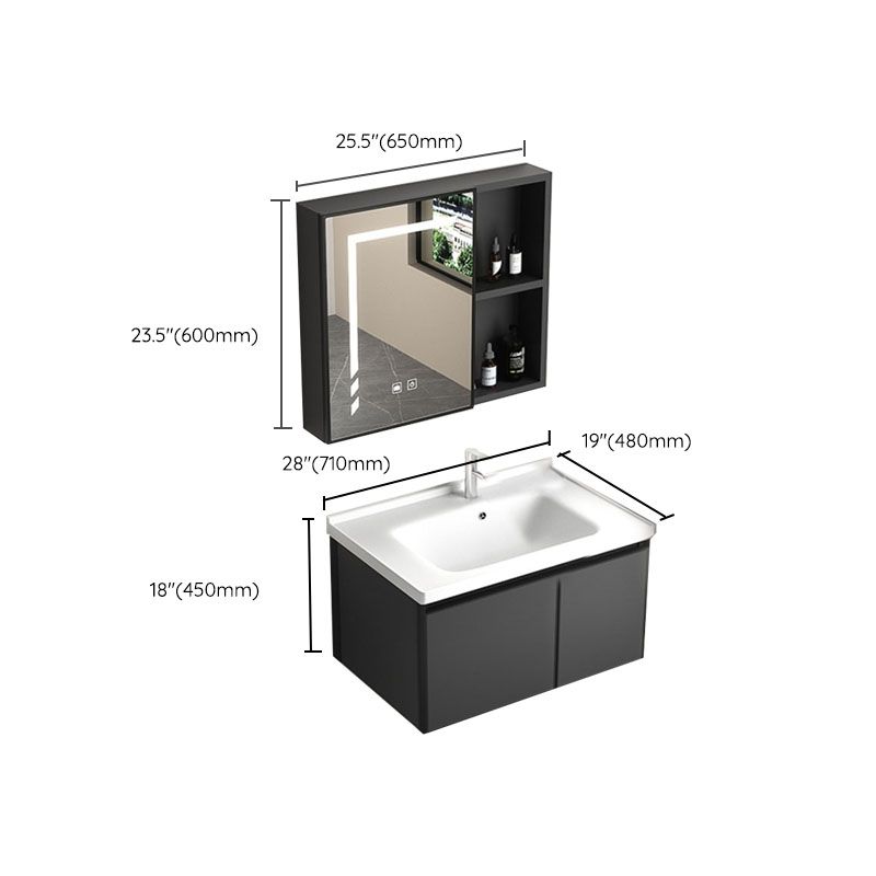 Aluminum Bathroom Vanity Set Doors Wall Mounted Doors Grey Single Sink with Mirror Clearhalo 'Bathroom Remodel & Bathroom Fixtures' 'Bathroom Vanities' 'bathroom_vanities' 'Home Improvement' 'home_improvement' 'home_improvement_bathroom_vanities' 1200x1200_1ba906e4-7a80-49d0-bc82-eafce1527a90