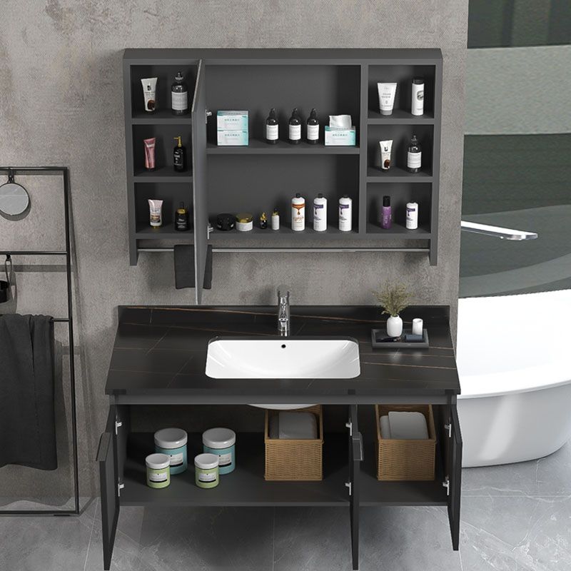 Single Sink Bathroom Vanity Wall Mount Rectangular Single Modern Vanity Set Clearhalo 'Bathroom Remodel & Bathroom Fixtures' 'Bathroom Vanities' 'bathroom_vanities' 'Home Improvement' 'home_improvement' 'home_improvement_bathroom_vanities' 1200x1200_1bac389c-1b1b-4462-9f12-3c988719a727